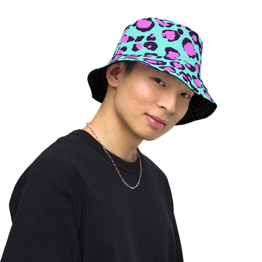 BubbleGum Leopard Reversible bucket hat