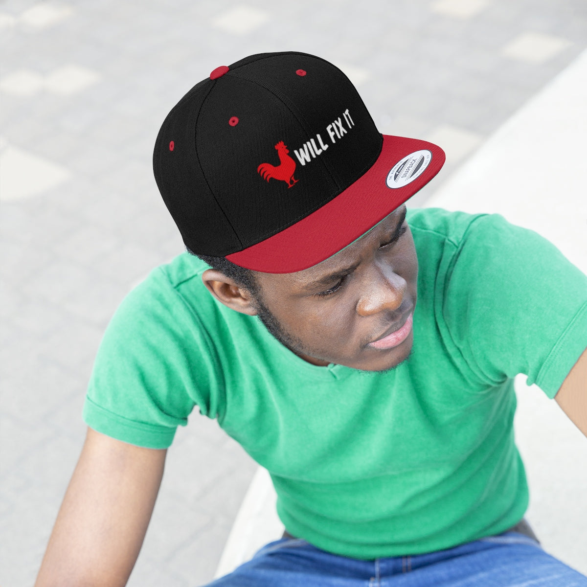 ROOSTER WILL FIX IT Unisex Flat Bill Hat