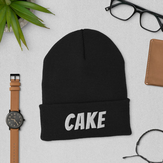 Cake beanie. Cake hat. Cake for your head. Head case. Hats for all seasons. Hats for men. Hats for women. Beanies for men. Beanies for women. Beanies for snowboarders. Snowboarder beanies.
