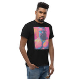 Rogue Randy Tee by Daddy's Secret Toolbox is a butch daddy with a hot pink tint with yellow and teal accents. Randy is muscular, bearded and wearing aviator sunglasses. He's Hot. 