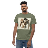 Porn legend and God Al Parker inspired watercolor graphic of the big dick hairy sex god who loved big juicy dicks and cocks. Sexy t-shirt perfect for the gym or a night out. Super chill and comfortable. Makes a great gift. Holiday. Gym wear. Club wear. Sex gear. Sexy. Muted tan graphic. Army green Premium cotton.