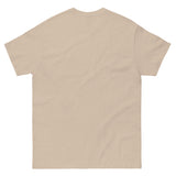 Watercolor camouflage. Gay muscular man with. beard rippling bulging muscles. T-shirt in a watercolor design great for dates the gym club wear going out. Super sexy fit. Sand tan t-shirt.  Front with details of product quality. Premium quality. Bestseller. Gift.  Back