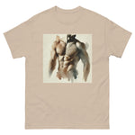 Porn legend and God Al Parker inspired watercolor graphic of the big dick hairy sex god who loved big juicy dicks and cocks. Sexy t-shirt perfect for the gym or a night out. Super chill and comfortable. Makes a great gift. Holiday. Gym wear. Club wear. Sex gear. Sexy. Muted tan graphic. Sant tan color. Premium cotton.