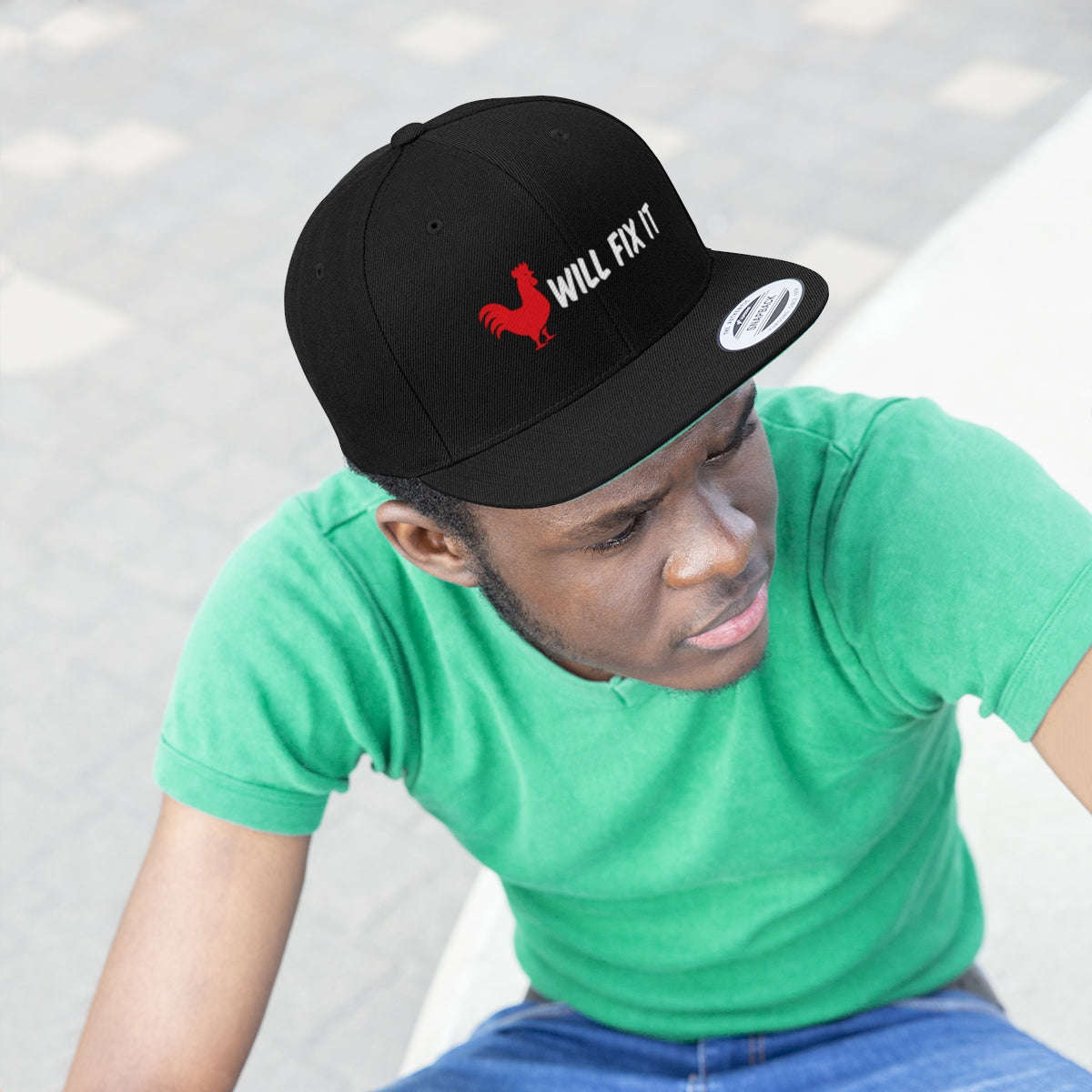 ROOSTER WILL FIX IT Unisex Flat Bill Hat