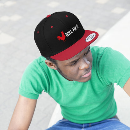 ROOSTER WILL FIX IT Unisex Flat Bill Hat