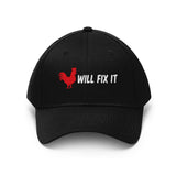 ROOSTER WILL FIX IT Unisex Twill Hat