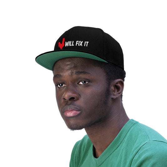 ROOSTER WILL FIX IT Unisex Flat Bill Hat