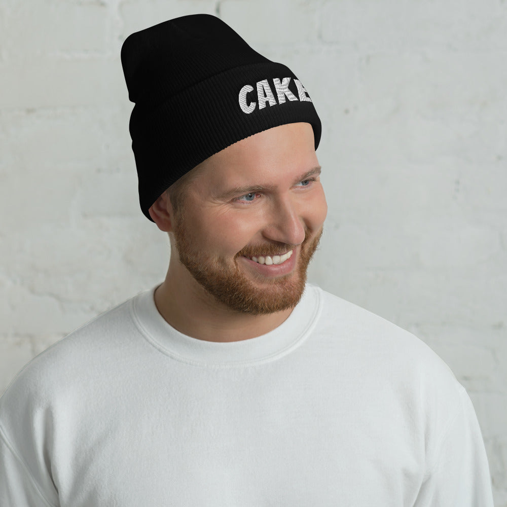 Cake beanie. Cake hat. Cake for your head. Head case. Hats for all seasons. Hats for men. Hats for women. Beanies for men. Beanies for women. Beanies for snowboarders. Snowboarder beanies. 